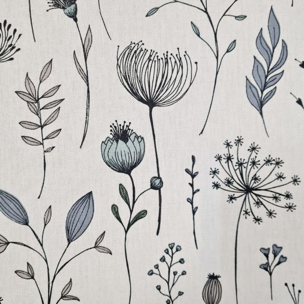 Stoff Baumwollstoff "Scandinavian Flowers" weiß schwarz pastell 0,5
