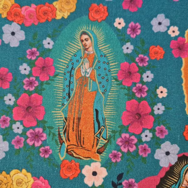 Stoff Meterware Baumwolle Perkal "Maria" Madonna heilige Maria bunt 0,5