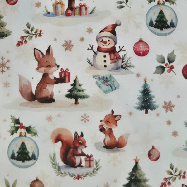 Stoff Meterware Baumwolle "Bilderbuch Weihnachten" digital Kinderstoff 0,5