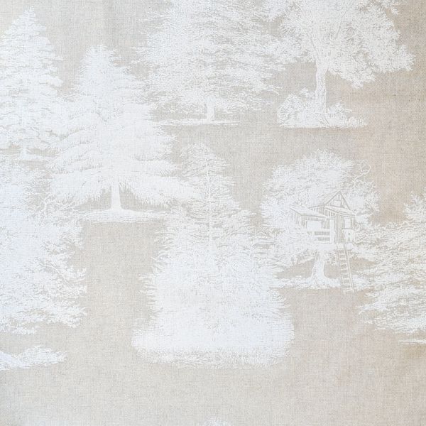 Stoff Baumwollstoff natur Wald Bäume weiss 0,5
