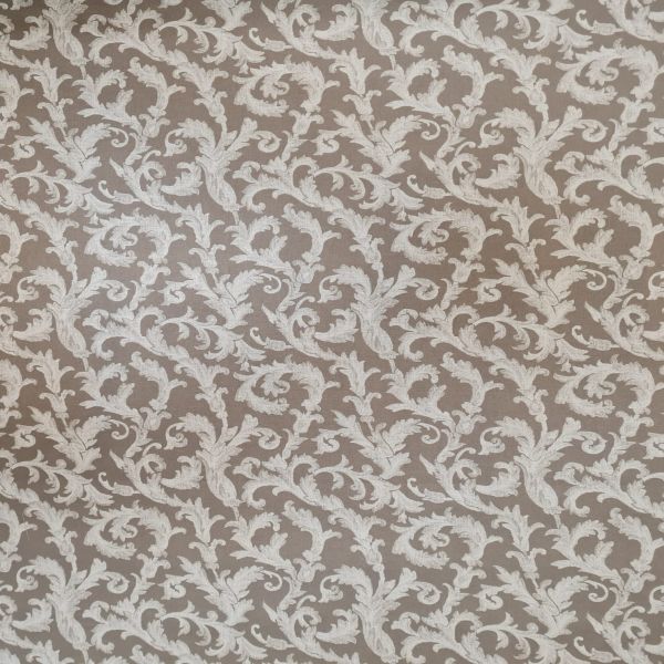 Stoff Baumwolle "Palais" taupe weiss Ornamente nostalgisch Digitaldruck Leinenoptik 0,5