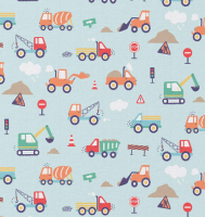 Stoff Meterware Baumwolle "Baustelle" Fahrzeuge Bagger Laster hellblau 0,5 Stoff Meterware Baumwolle "Baustelle" Fahrzeuge Bagger Laster hellblau 0,5