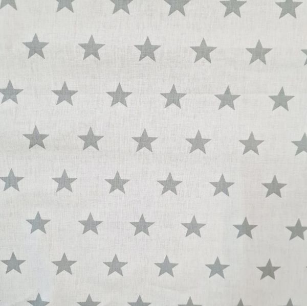 Kurzstück Stoff Baumwolle Sterne Stars weiss grau groß 1,50m x 1,60m