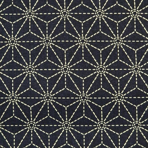 Stoff Baumwolle "Asanoha" blau beige Japan 0,5