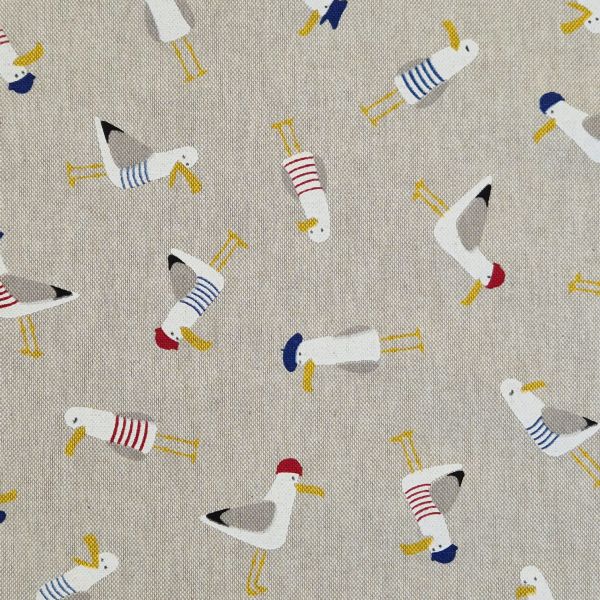 Stoff Baumwollstoff "Moin" Möwen bunt natur maritim 0,5