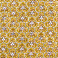 Stoff beschichtet Baumwolle "Riad safran" Wabenblumen gelb 0,5 Stoff beschichtet Baumwolle "Riad safran" Wabenblumen gelb 0,5
