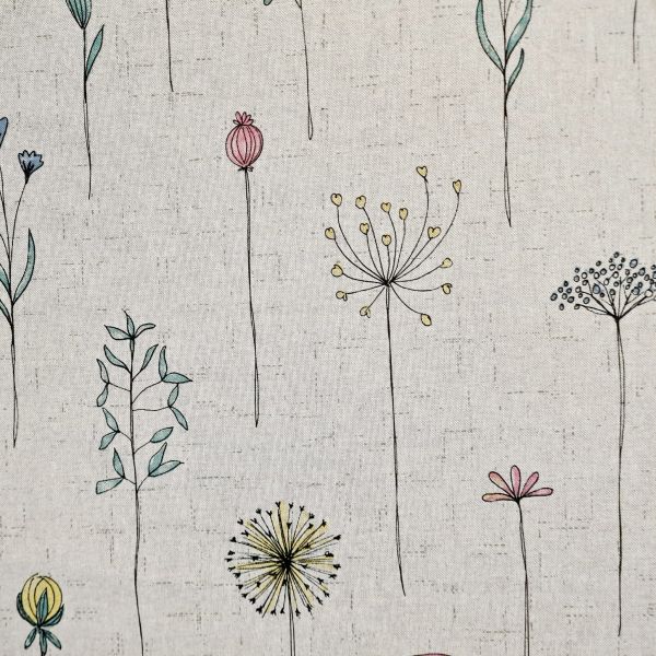 Kurzstück Stoff Meterware Baumwolle pflegeleicht "Midsommar" natur Blumen scandi 0,70m x 1,40m