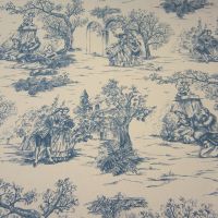 Stoff Toile de Jouy Baumwolle blau natur Rips 0,5 Stoff Toile de Jouy Baumwolle blau natur Rips 0,5