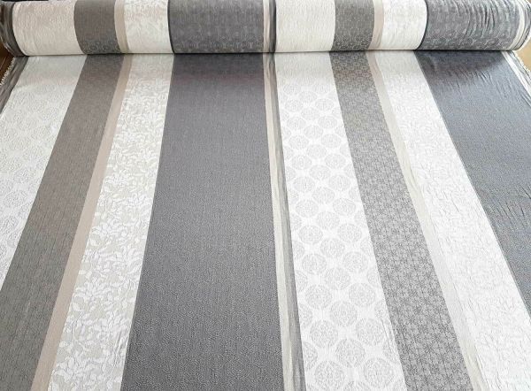 Kurzstück Stoff Meterware Baumwolle Jacquard Mallorca creme grau taupe 0,6m x 1,63