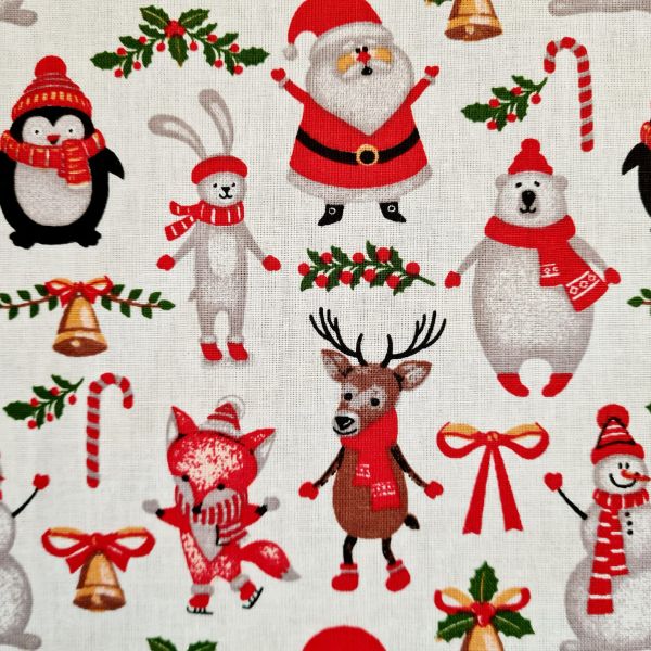 Stoff Baumwolle "Natale" Winter Kindermotive weiss bunt 0,5 Weihnachten