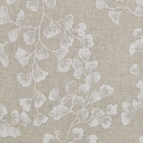 Stoff Baumwollstoff "Ginkoblätter" natur weiß 0,5