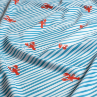 Stoff Meterware Jersey Badeanzugstoff "Lobster" weiß aqua rot LSF50 recycled Polyester 0,5 Stoff Meterware Jersey Badeanzugstoff "Lobster" weiß aqua rot LSF50 recycled Polyester 0,5