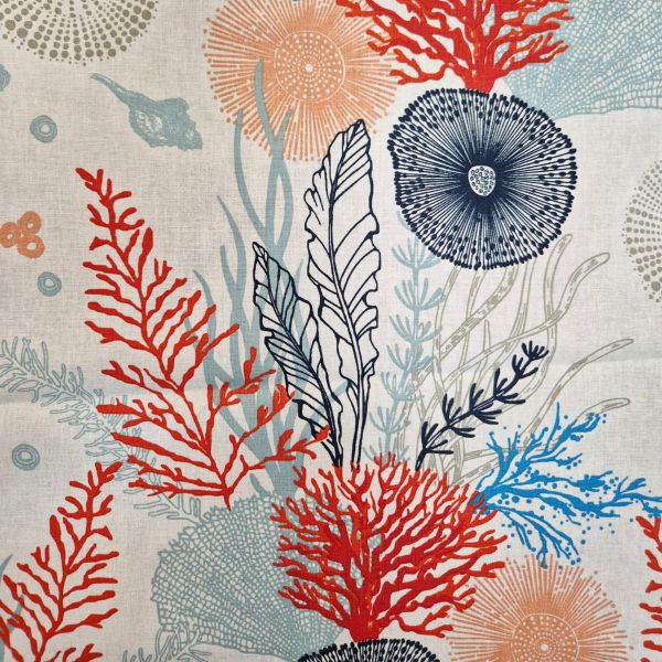 Stoff Meterware Baumwolle "Posidonie" Korallen maritim multicolor 0,5
