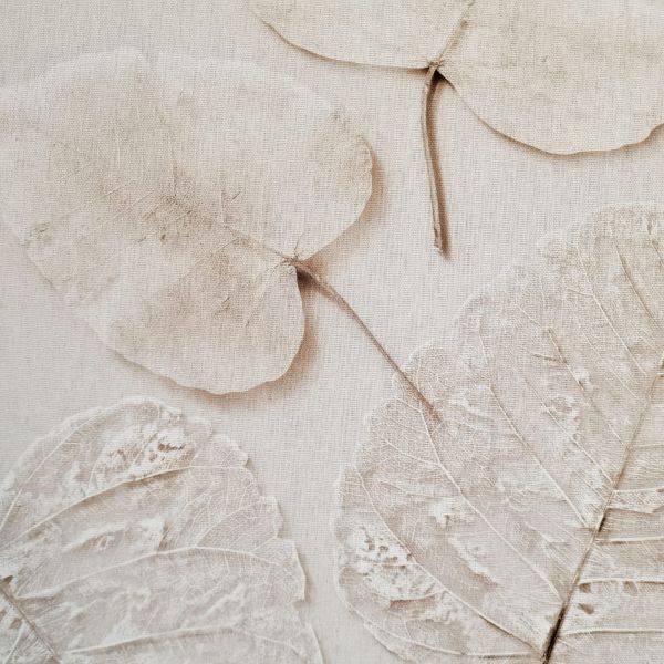Stoff Baumwolle "Relief Blätter" creme ecru 3D-Optik Digitaldruck Leinenoptik 0,5