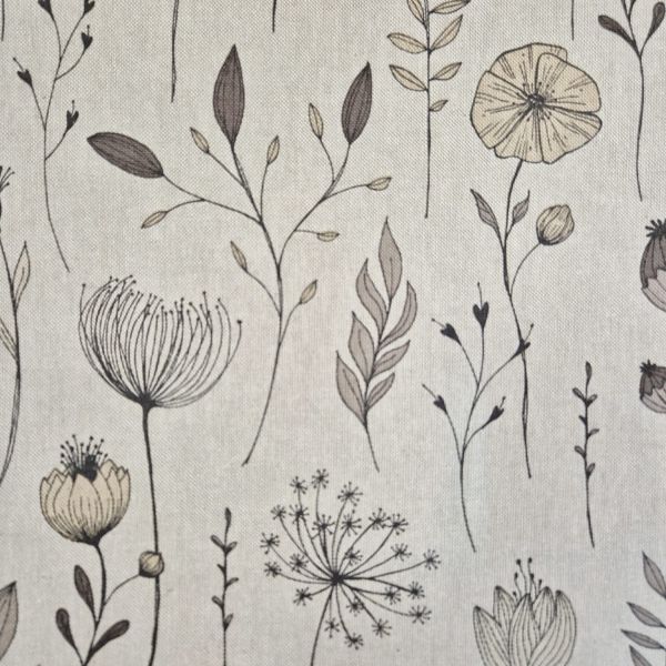 Stoff Baumwollstoff "Fine Line Flowers" Blumen natur scandi 0,5