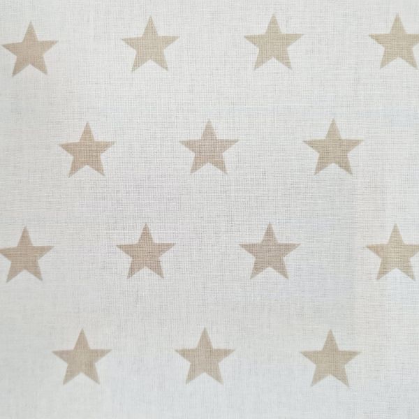 Kuezstück Stoff Baumwolle Sterne Stars weiss beige groß 2,2cm 0,80m x 1,60m