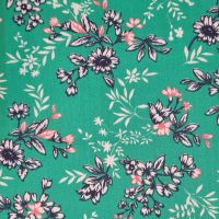 Stoff Baumwollstoff "Odette" Jadegrün Blumenranken Indigo Weiß 0,5 Stoff Baumwollstoff "Odette" Jadegrün Blumenranken Indigo Weiß 0,5