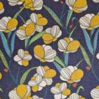 Kurzstück Stoff Meterware Baumwollstoff "Hanami" Camelien gelb anthrazit ecru grün 0,80m x 1,45m Kurzstück Stoff Meterware Baumwollstoff "Hanami" Camelien gelb anthrazit ecru grün 0,80m x 1,45m